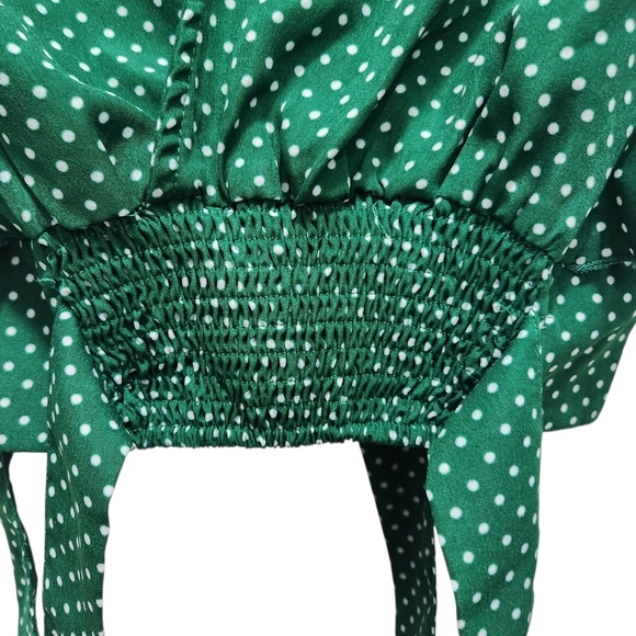 Umgee Cropped Green Polka Dot Top Tie Sides Size S **FLAW - Picture 5 of 7